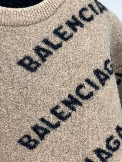 Balenciaga Logo Knit Wool Sweater