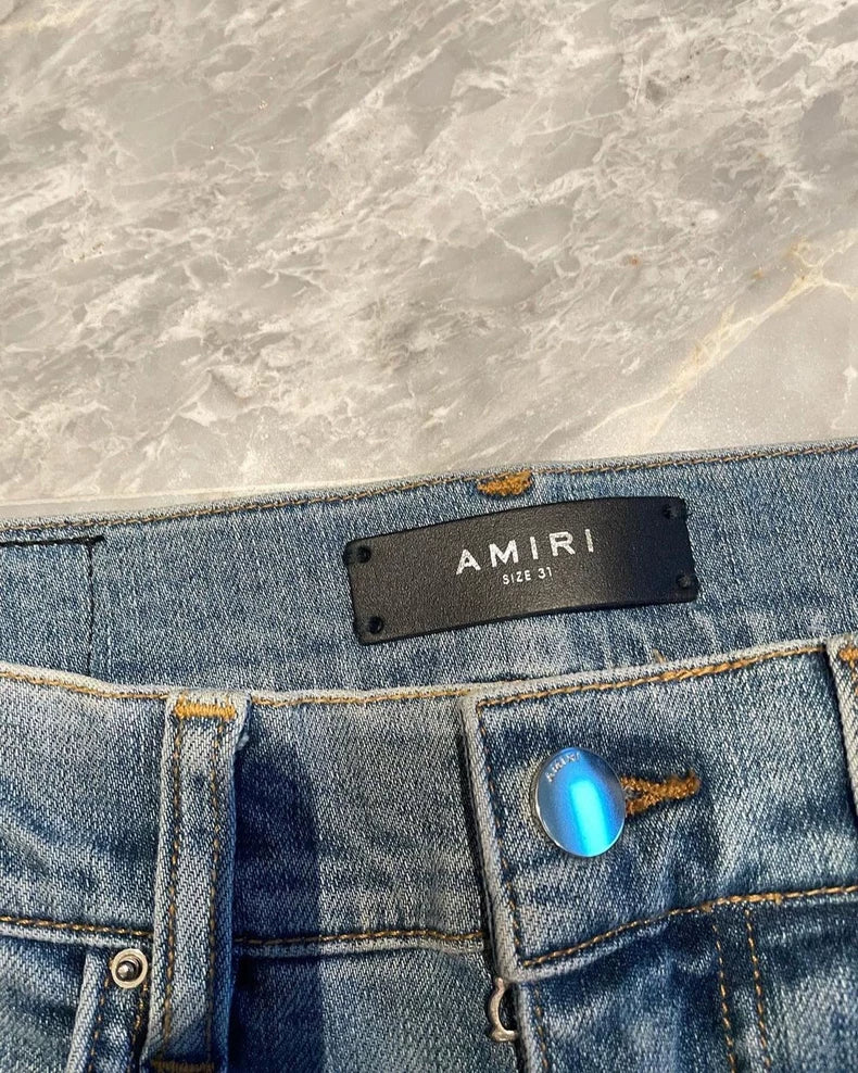 Amiri Blue Watercolor Effect MX1 Denim Pants
