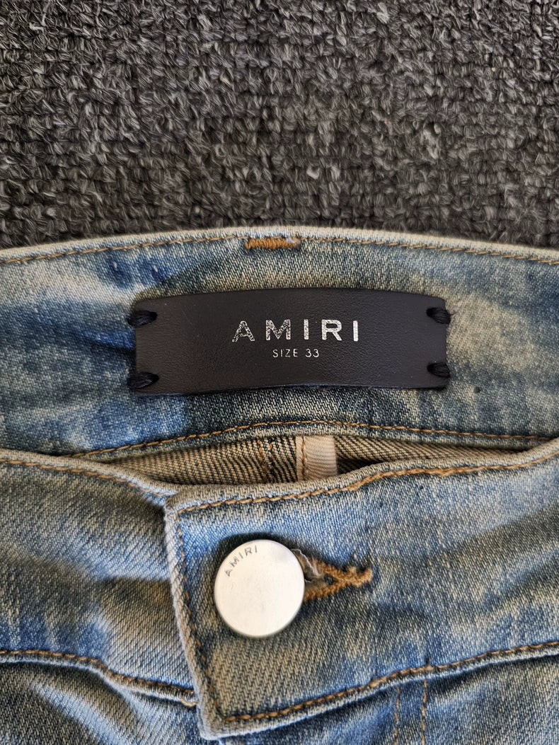 Amiri Yellow Clay Washed Paint Splatter Jeans-yf