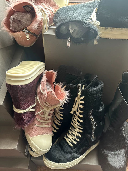 Rick Owens Cargo Horse Hair High Boots-yf