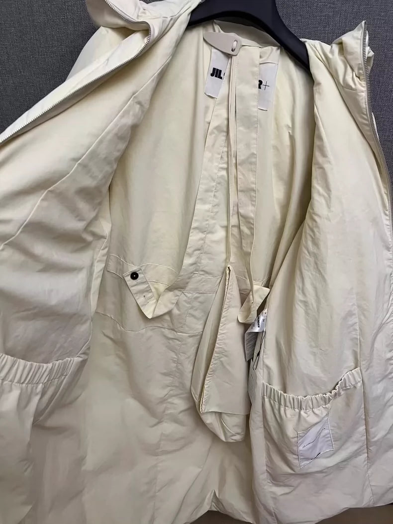 Jil Sander Cream Puffer Jacket Size 34