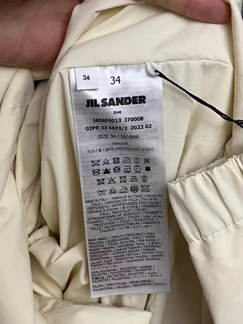 Jil Sander Cream Puffer Jacket Size 34