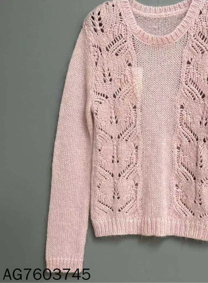 Pink Hollow Knit Sweater by Saint Laurent