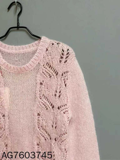 Pink Hollow Knit Sweater by Saint Laurent