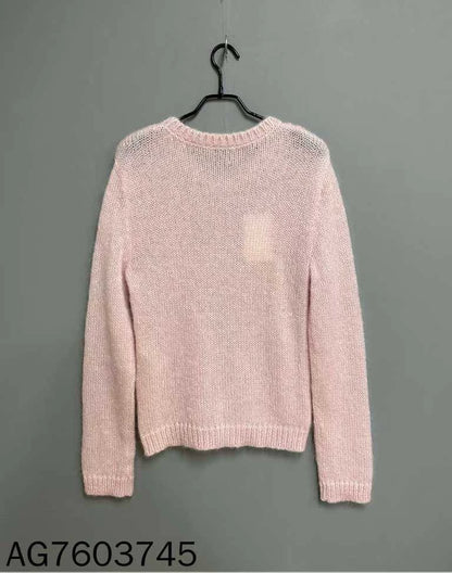 Pink Hollow Knit Sweater by Saint Laurent