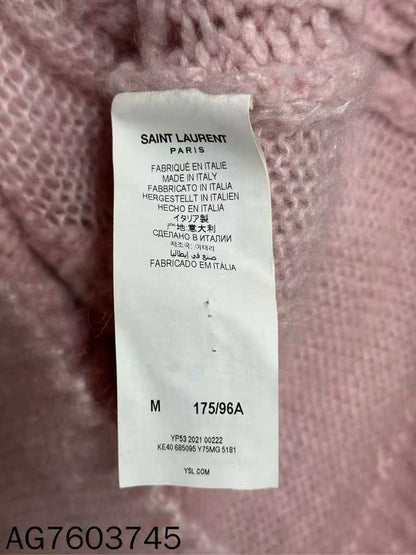 Pink Hollow Knit Sweater by Saint Laurent