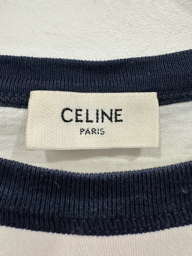 Celine White and Navy Anchor Short Sleeve Tee