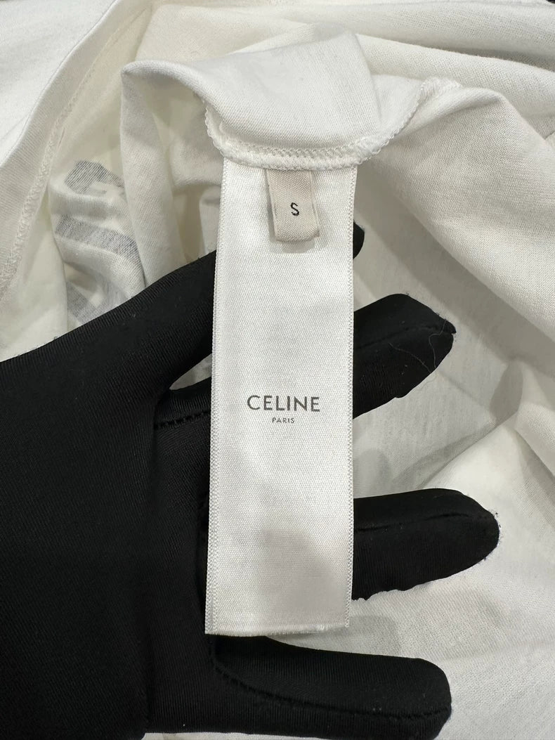 Celine White and Navy Anchor Short Sleeve Tee