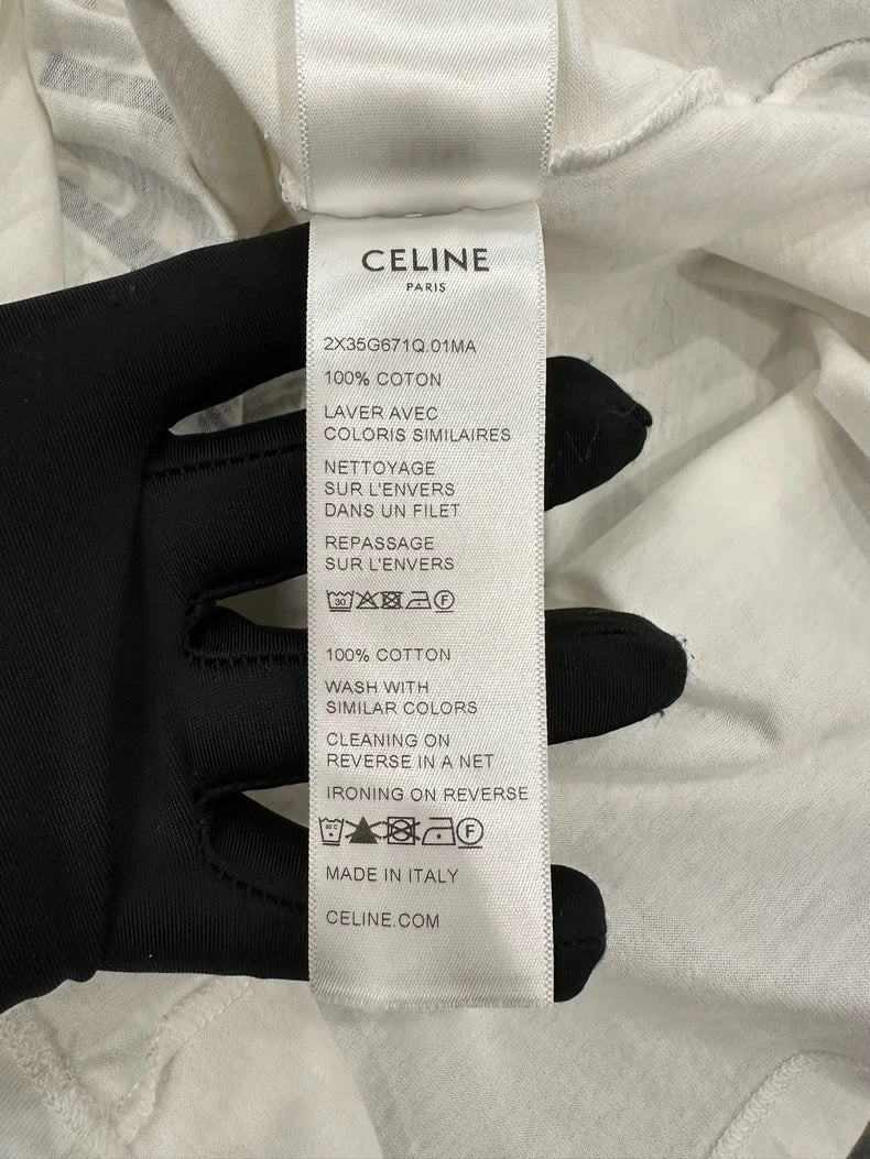 Celine White and Navy Anchor Short Sleeve Tee