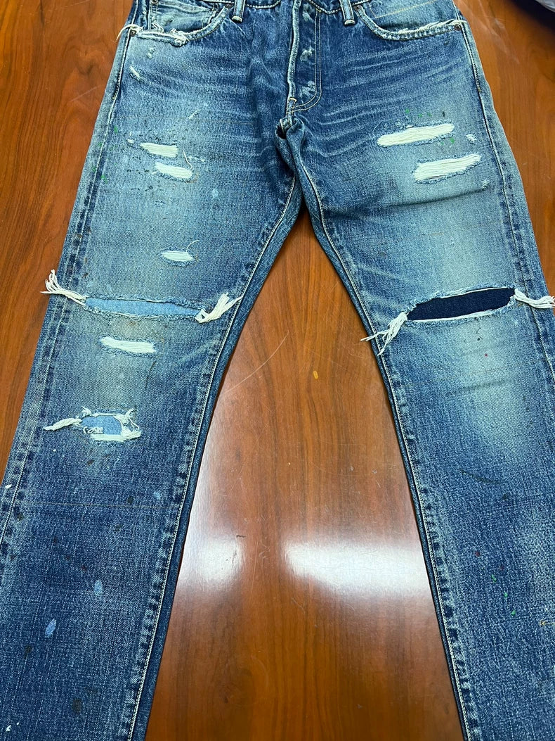 VISVIM Damaged-17 Distressed Denim Pants