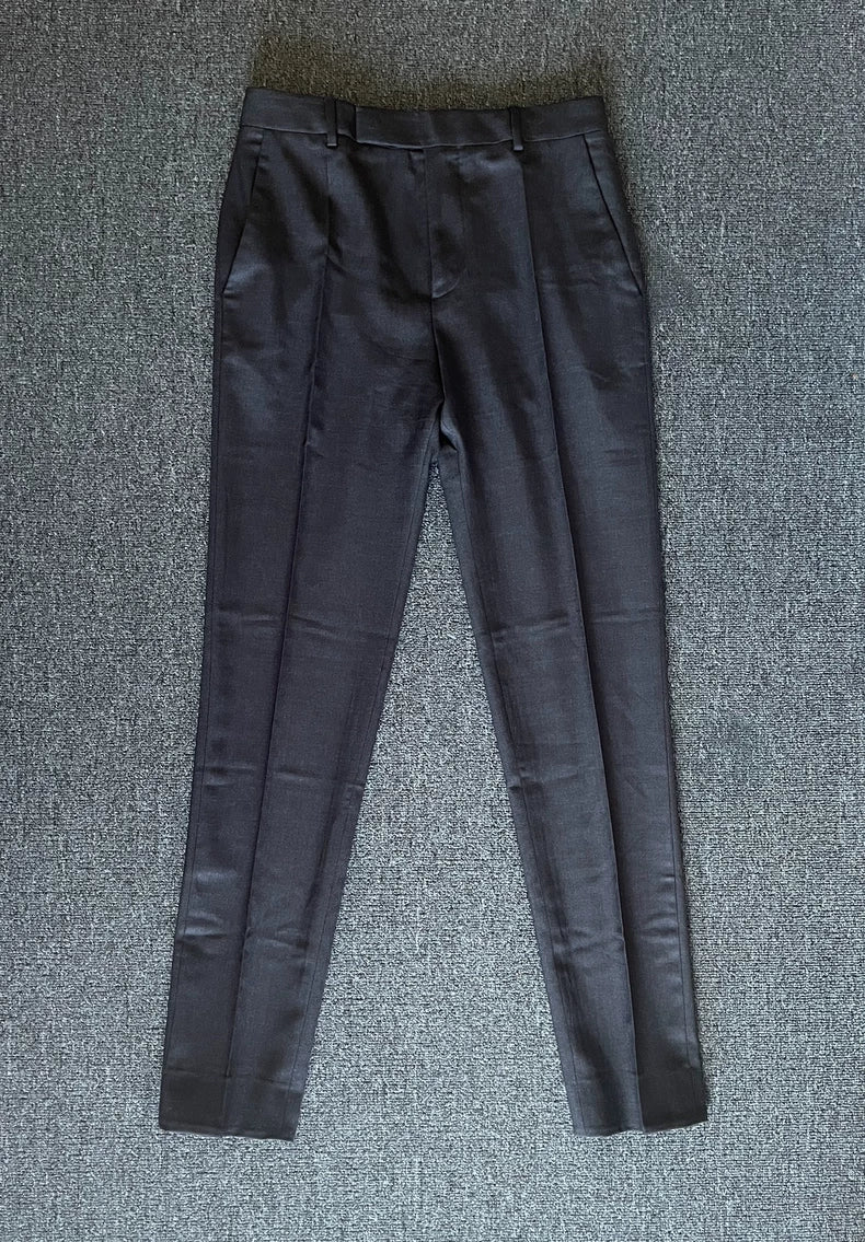 Celine Wool Casual Trousers Black Gray-yf