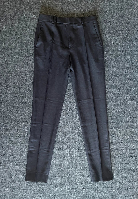 Celine Wool Casual Trousers Black Gray-yf