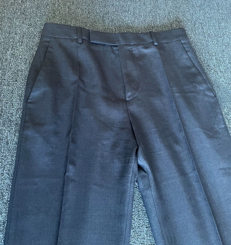 Celine Wool Casual Trousers Black Gray-yf