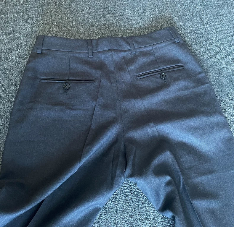 Celine Wool Casual Trousers Black Gray-yf