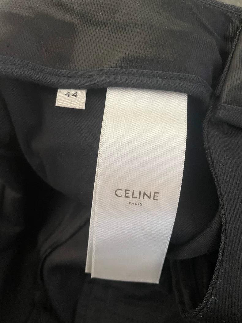 Celine Wool Casual Trousers Black Gray-yf