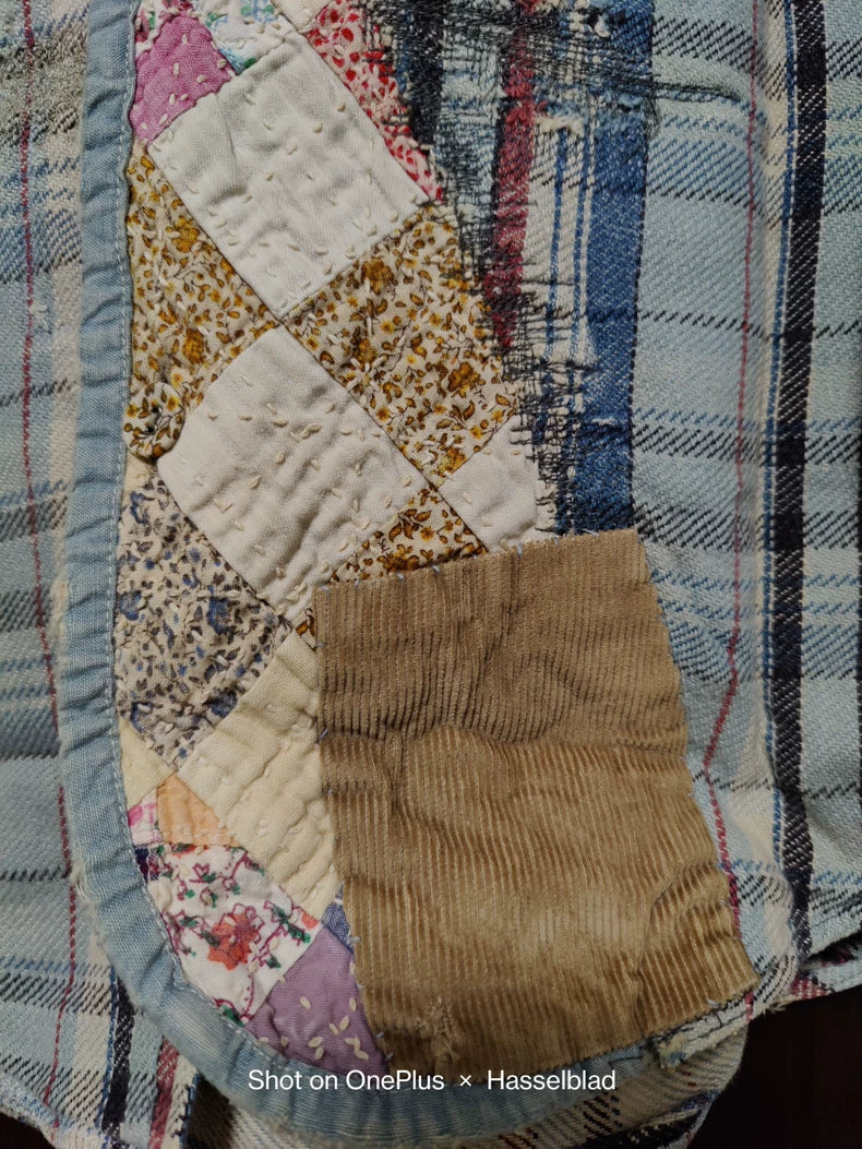 kapital boro patchwork button up shirt