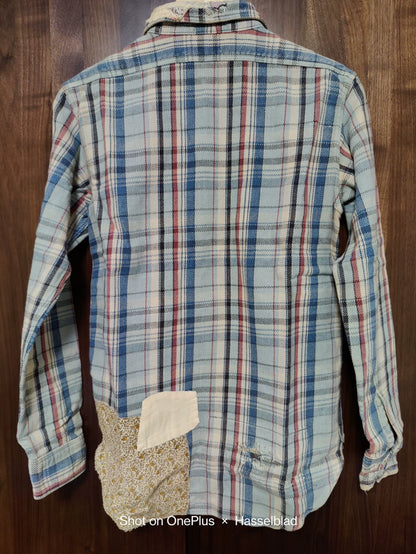 kapital boro patchwork button up shirt