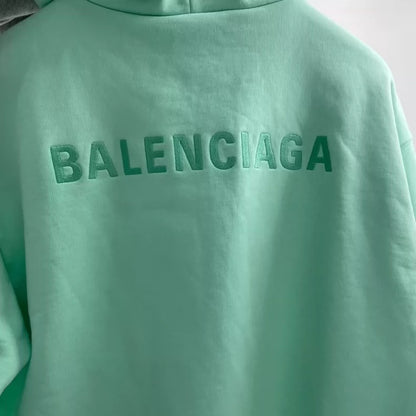 Balenciaga Mint Green Embroidered Hoodie