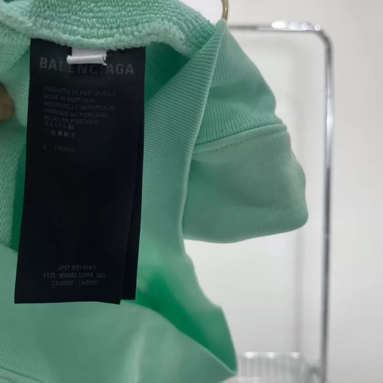 Balenciaga Mint Green Embroidered Hoodie