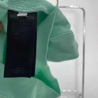 Balenciaga Mint Green Embroidered Hoodie