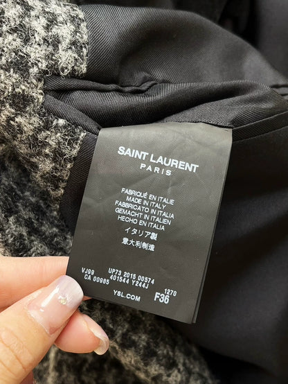 Saint Laurent Gray Houndstooth Wool Blazer