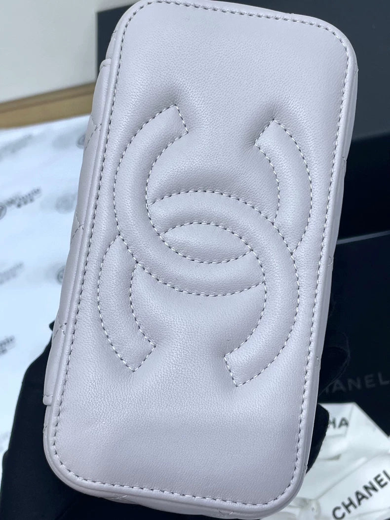 Chanel Gray Chain Strap Zip Bag