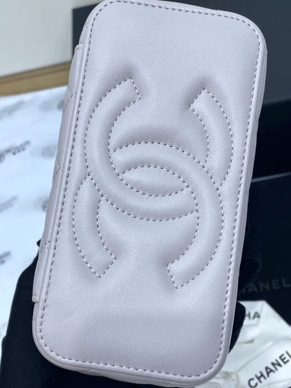 Chanel Gray Chain Strap Zip Bag