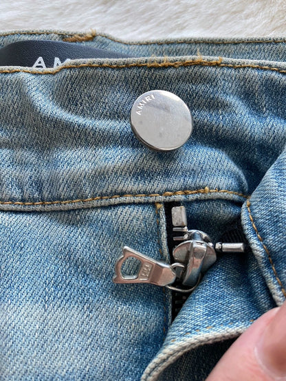 Amiri Distressed Sports Stripe Denim Pants