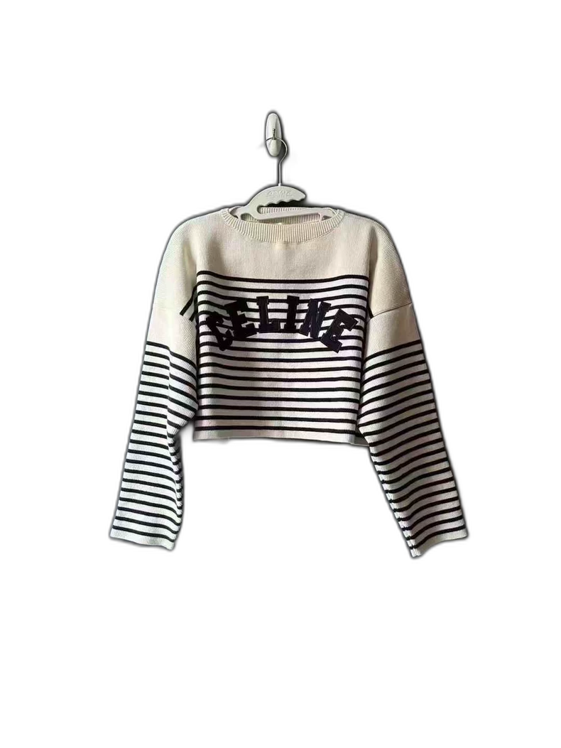 Celine Striped Letter Knit Sweater