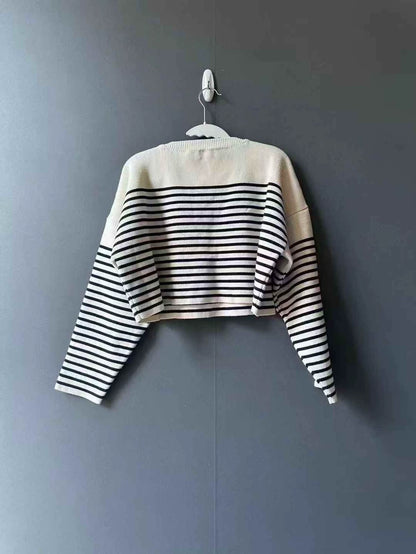 Celine Striped Letter Knit Sweater