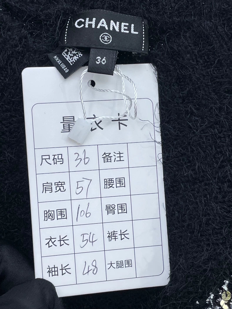 Chanel Black Knit Sweater with Floral Design