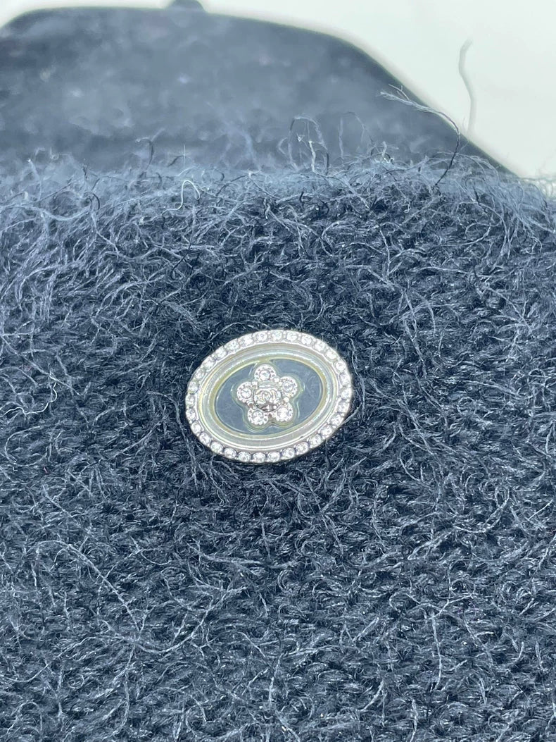 Chanel Black Knit Sweater with Floral Design