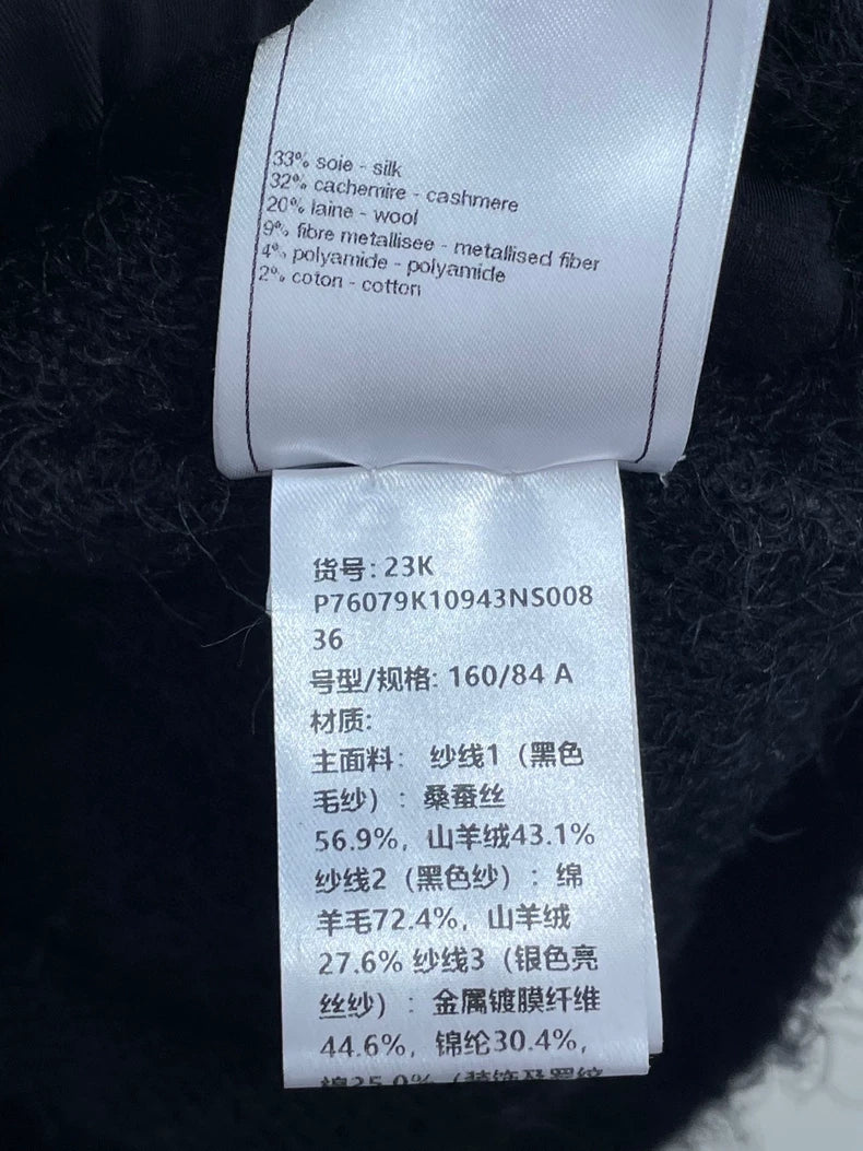 Chanel Black Knit Sweater with Floral Design