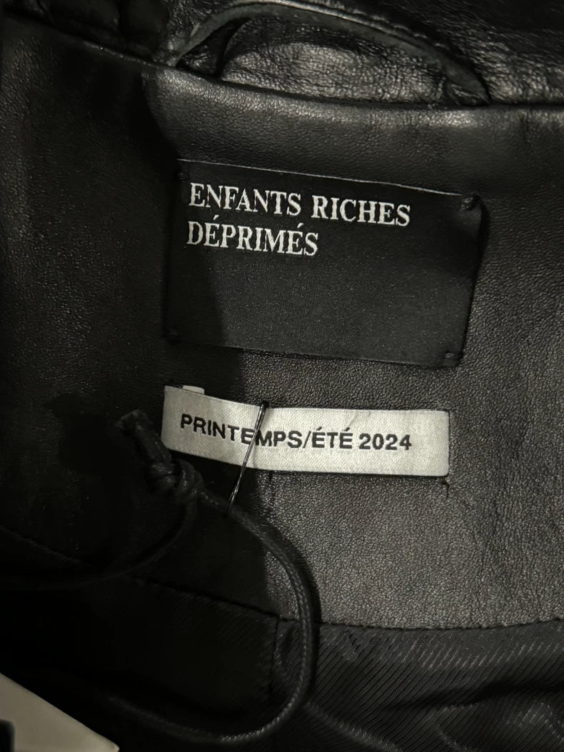 ERD Black Leather Jacket with Embroidery