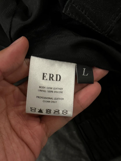 ERD Black Leather Jacket with Embroidery
