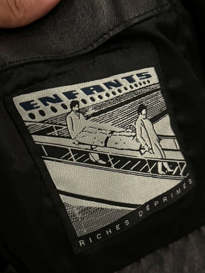 ERD Black Leather Jacket with Embroidery