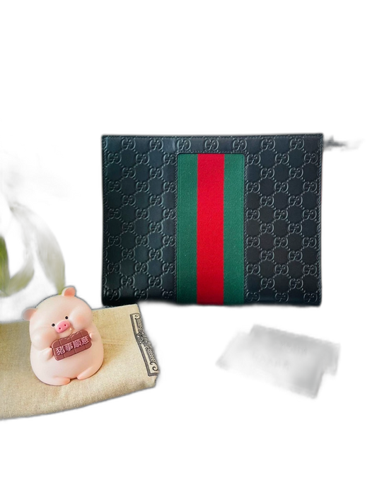 Gucci Black Leather GG Pouch