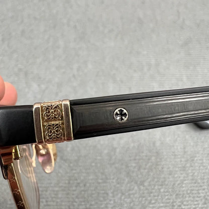 Chrome Hearts Black Border Cross Glasses