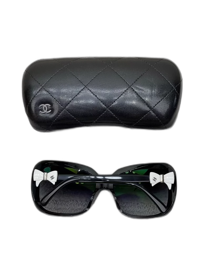 Chanel White Bow Logo Sunglasses