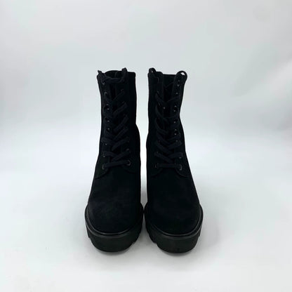 Black High Heel Lace-Up Ankle Boots