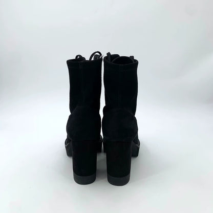 Black High Heel Lace-Up Ankle Boots