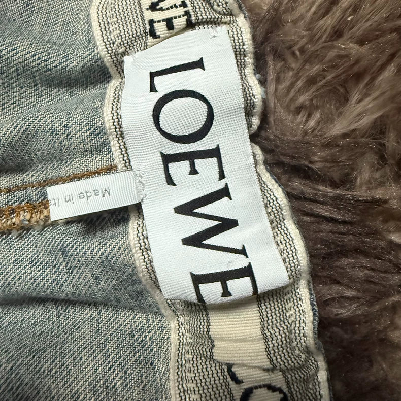 LOEWE Men's Blue Washed Cotton Jeans