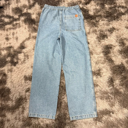 LOEWE Men's Blue Washed Cotton Jeans