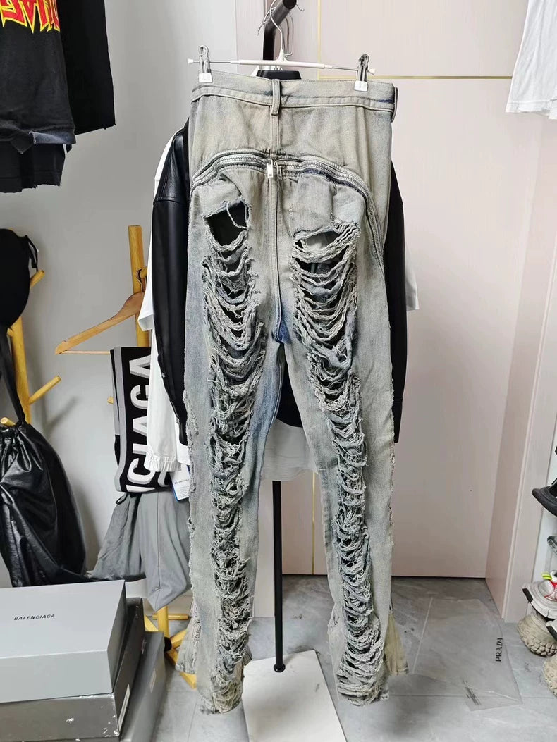 Rick Owens Drkshdw Distressed Zipper Pants