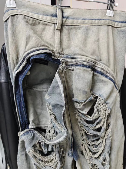 Rick Owens Drkshdw Distressed Zipper Pants