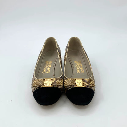 Salvatore Ferragamo Gold Bow High Heels