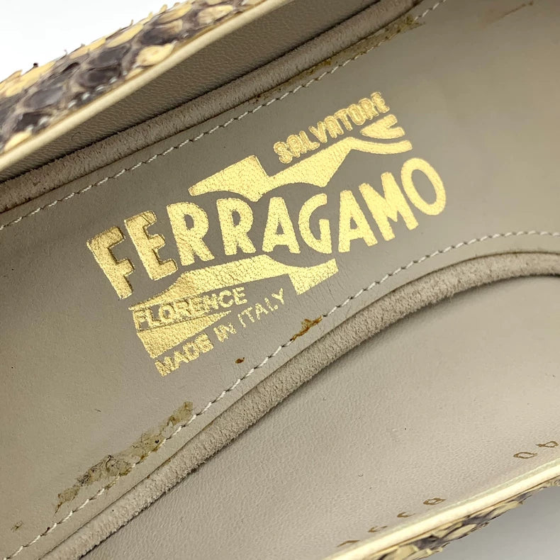 Salvatore Ferragamo Gold Bow High Heels