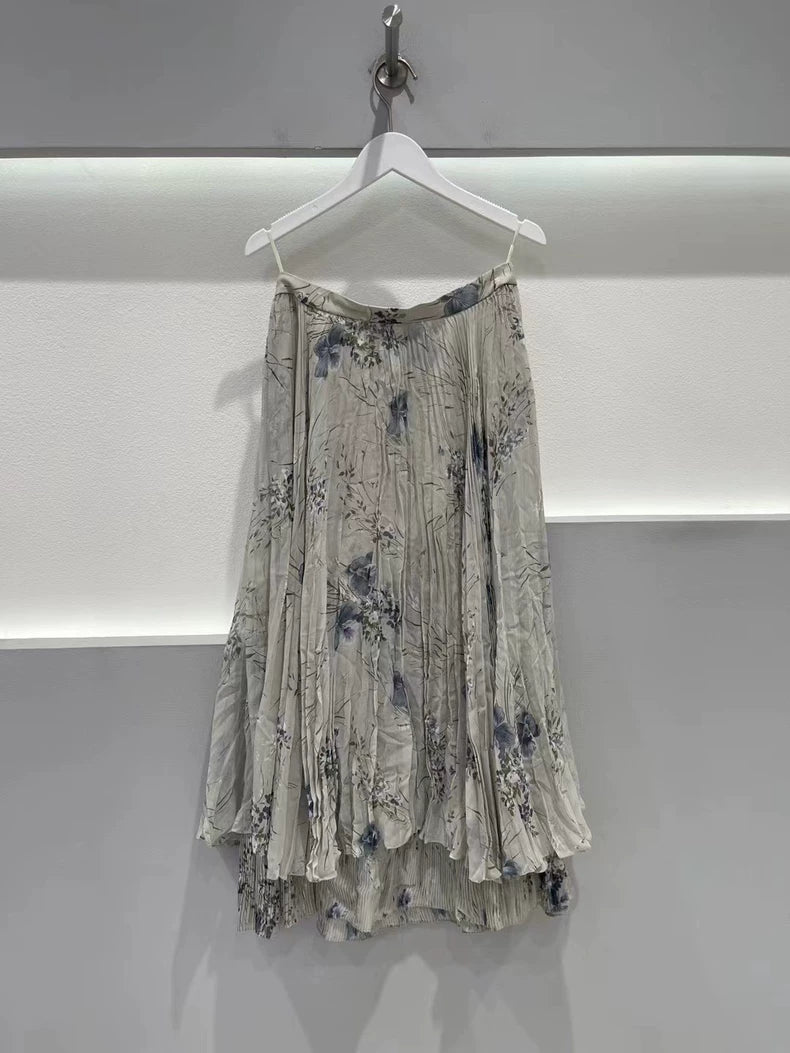 Celine Silk Pleated Skirt