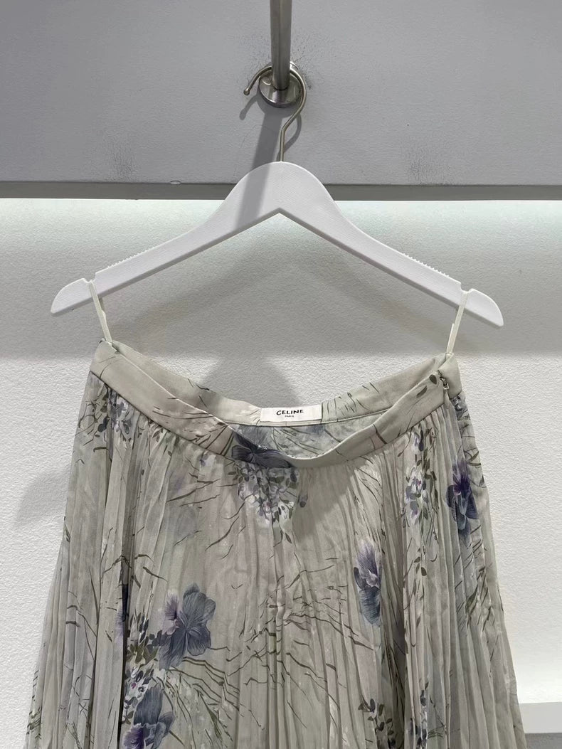 Celine Silk Pleated Skirt