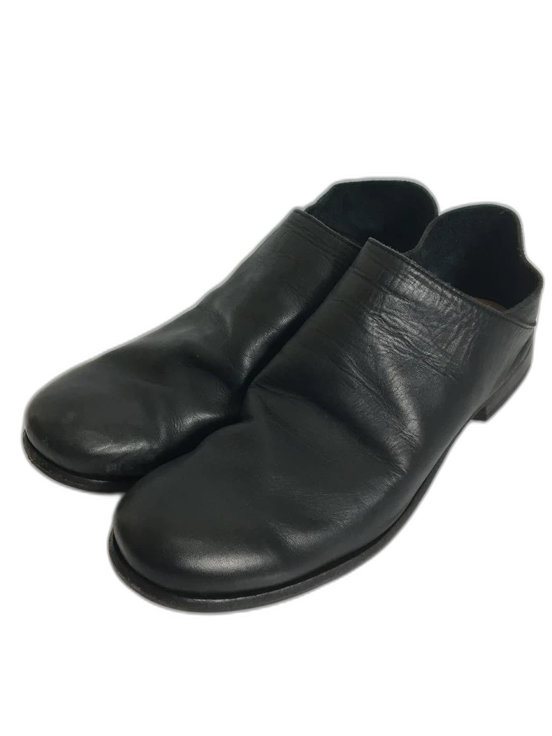 Black Leather Slip-On Shoes